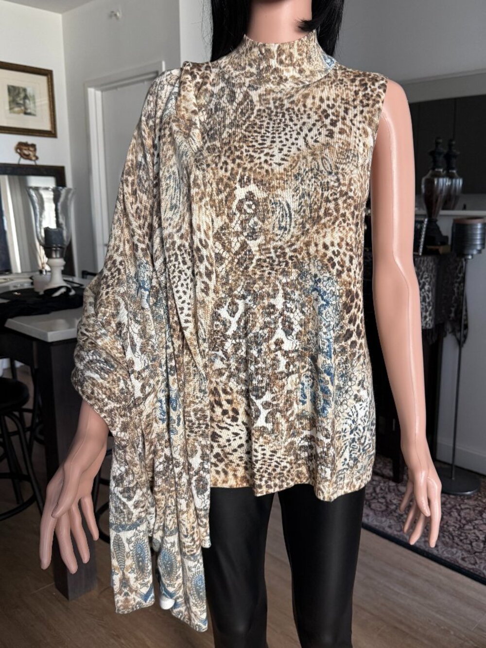 CHICO’S Hollie Animal Paisley Cottage Blue Cardigan Twin Set | Size 1 | NWT